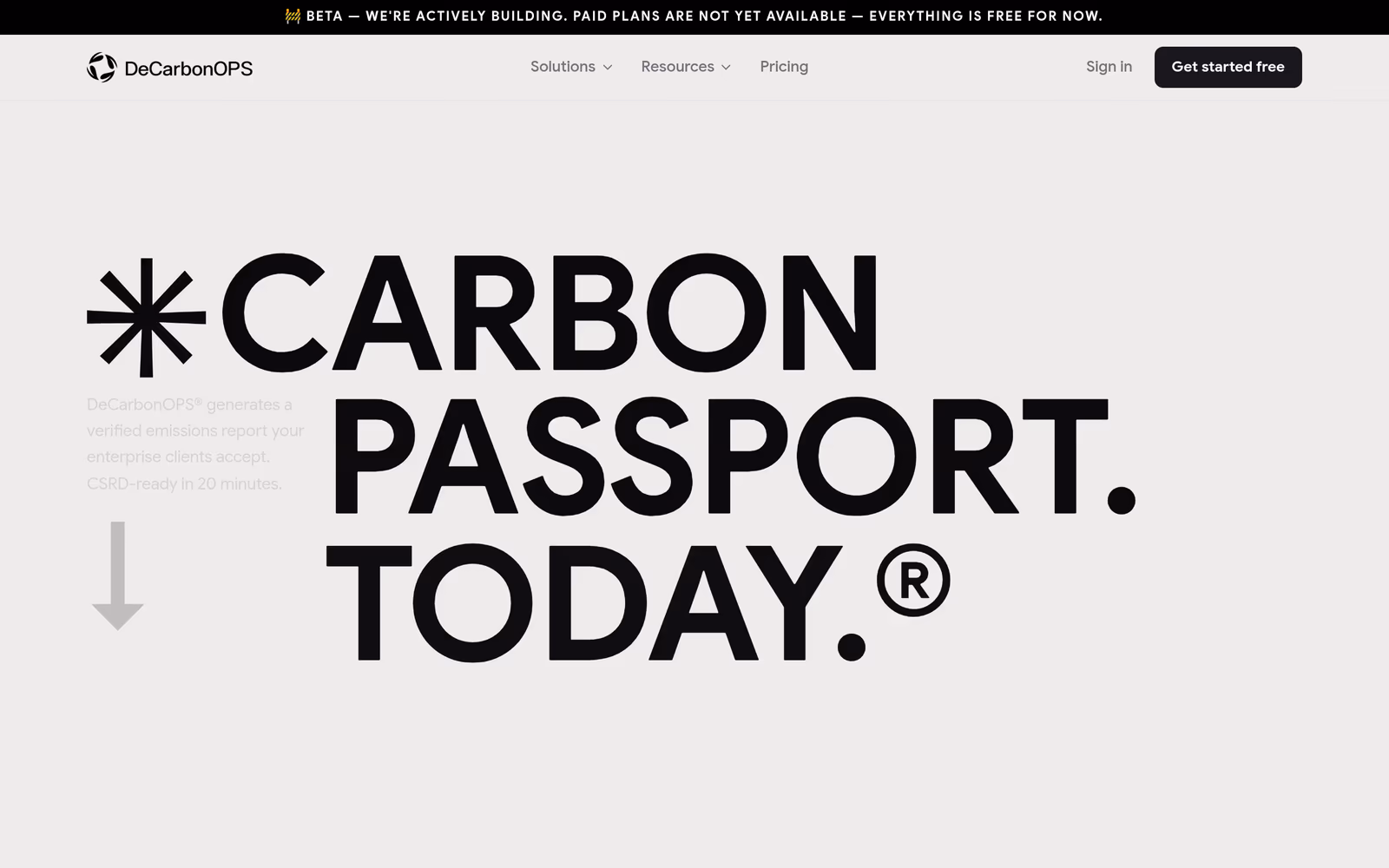 DeCarbonOPS — CSRD carbon compliance SaaS website built by Evoke Studio